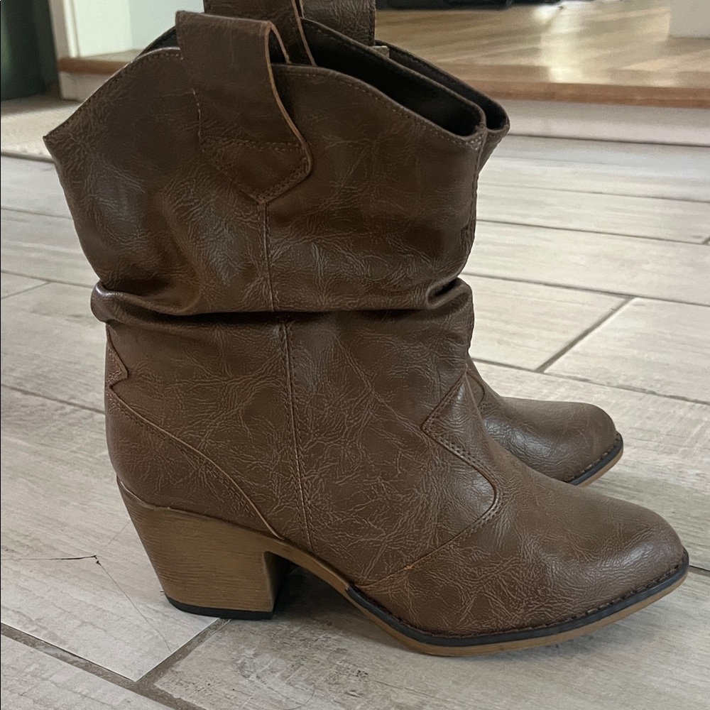 Brown Western Ankle Boots